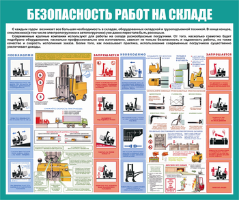 С67-2 Охрана труда при работе на складе. Погрузчики (1000х1200 мм, пластик ПВХ 3мм, Прямая печать на пластик) - Стенды - Охрана труда на складе - Магазин охраны труда и техники безопасности stroiplakat.ru